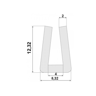 Grijze Siliconen U Profiel 4,0x12,3mm voedingskwaliteit