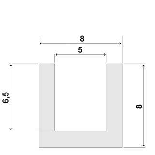 Witte Siliconen U Profiel 5,0x8,0mm voedingskwaliteit