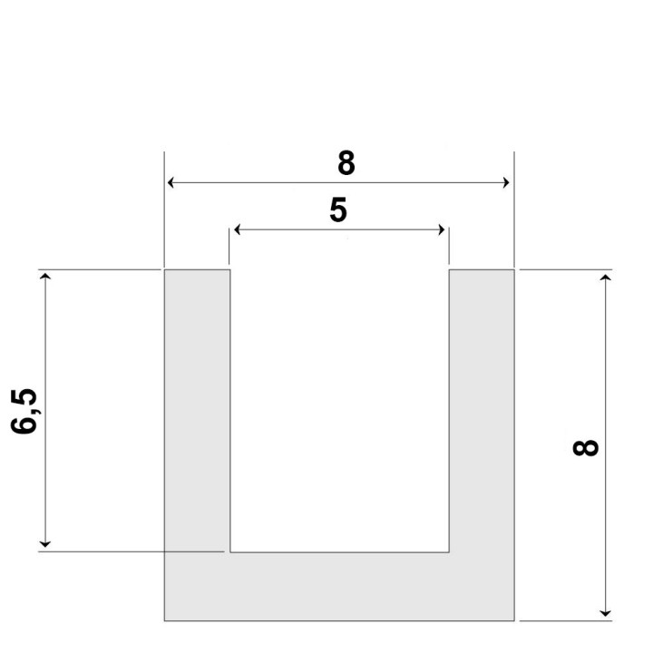 Witte Siliconen U Profiel 5,0x8,0mm voedingskwaliteit