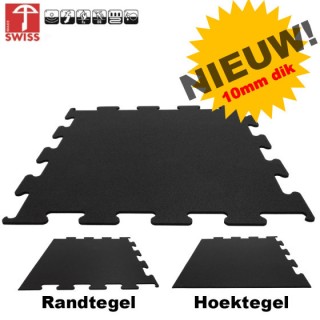 Sportvloer ProfiGym puzzel tegel Pure Black 10mm dik 100cm x 100cm