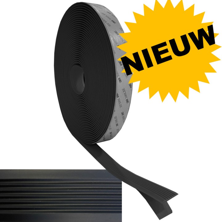 Veiligheid 3M Zelfklevend antislip rubberstrip - Zwart - 30x3mm - Rol 15 meter
