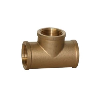 Messing T stuk 90° - drie zijden binnendraad 1/4"