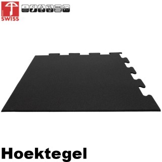 Sportvloer ProfiGym hoektegel Pure Black 10mm dik 100cm x 100cm