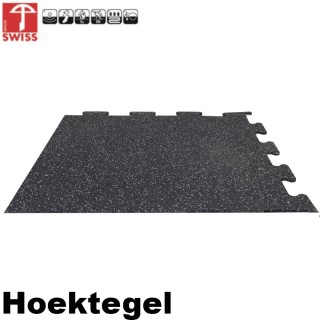 Sportvloer ProfiGym hoektegel Zwart/Grijs 10mm dik 100cm x 100cm