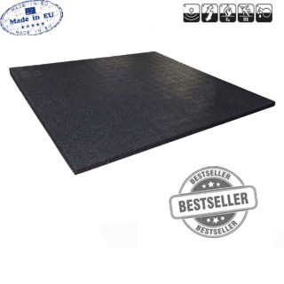 Sportvloer rubber tegel ZWART - fijne korrel 100x100cm 1cm dik