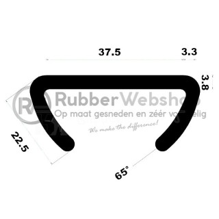 Volrubber Trapleuningprofiel binnenmaat 37,5mm hoogte 22,5mm Rol 50 meter