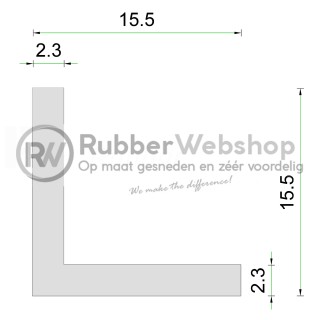 Siliconen hoekprofiel WIT 15.5x15.5mm