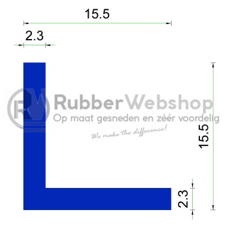 Siliconen hoekprofiel BLAUW 15.5x15.5mm