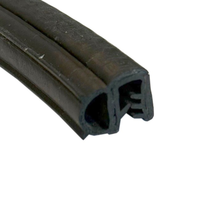EPDM Rubber klemprofiel met mosrubber kraal aan de zijkant 14x17mm klembereik 1.5-3mm