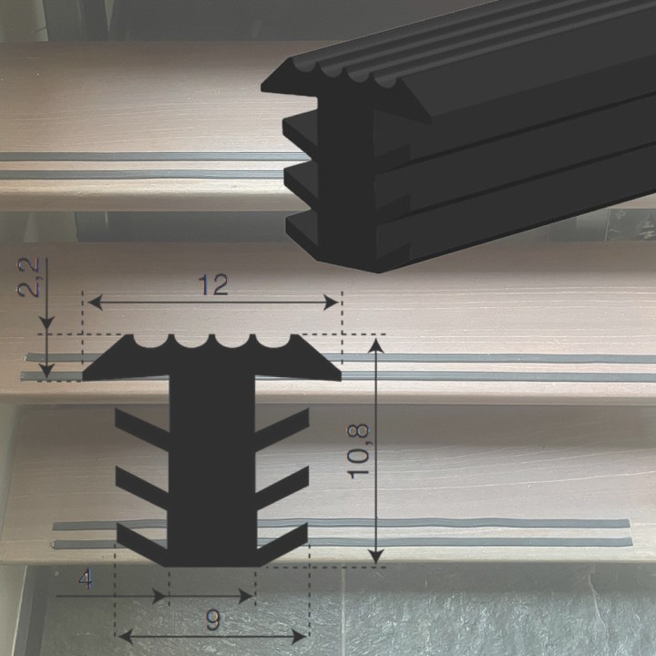 Infreesprofiel breedte 12 mm hoogte 10,8 mm