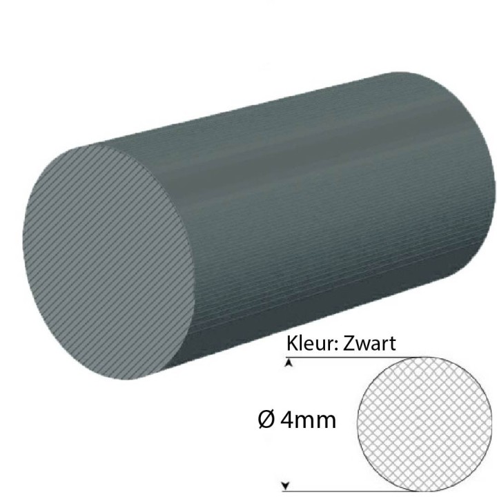 EPDM Mosrubber Snoer Zwart | Ø 4mm