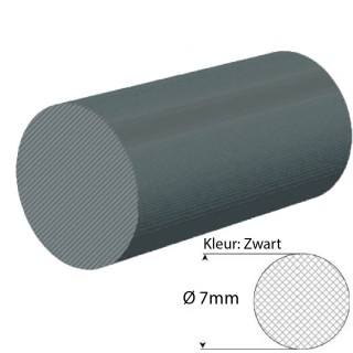 EPDM Mosrubber Snoer Zwart | Ø 7mm