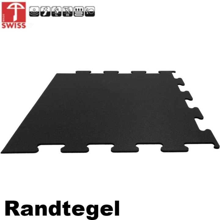 Sportvloer ProfiGym randtegel Pure Black 10mm dik 100cm x 100cm