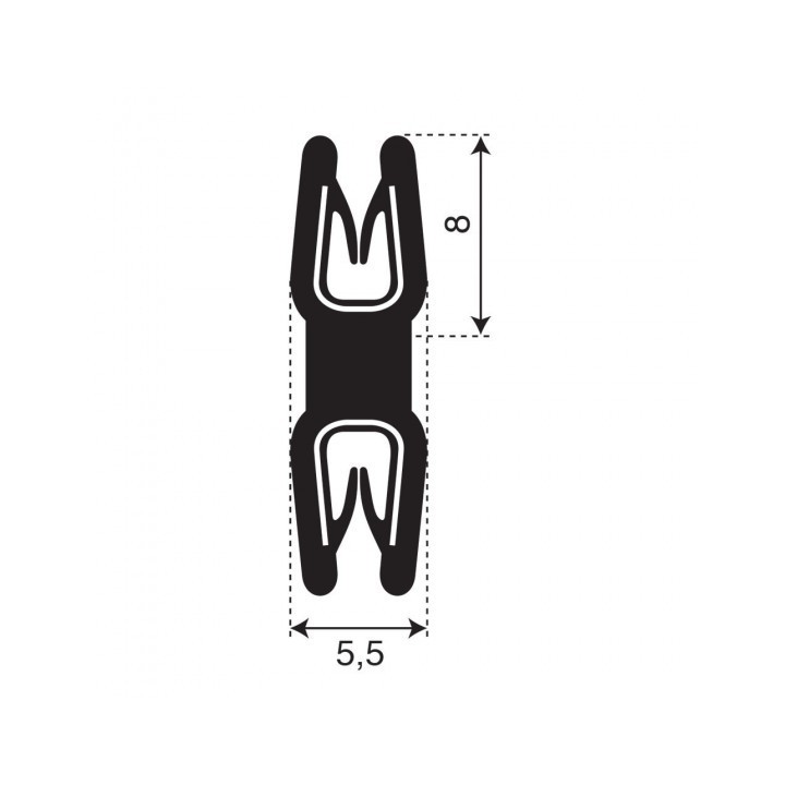 Dubbel kantprofiel | klembereik 0,8-1,5mm | 8x5,5mm