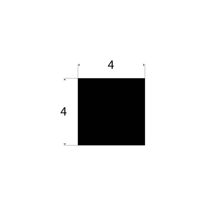 vierkant rubber profiel 4x4mm