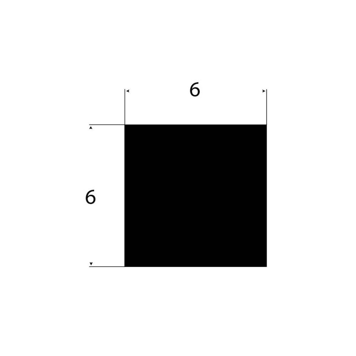 EPDM Volrubber vierkant snoer 6mm x 6mm