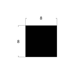 EPDM Volrubber vierkant snoer 8mm x 8mm