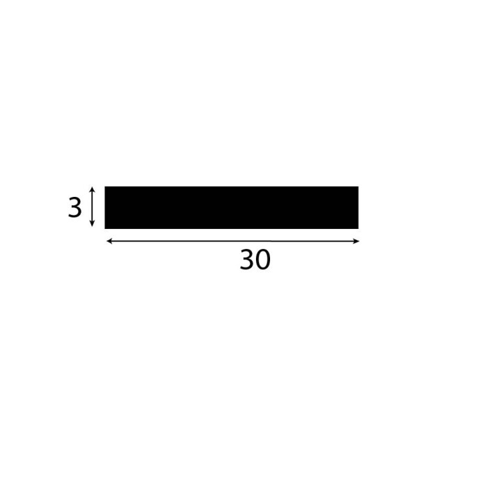 rubber strip tekening 3x30mm