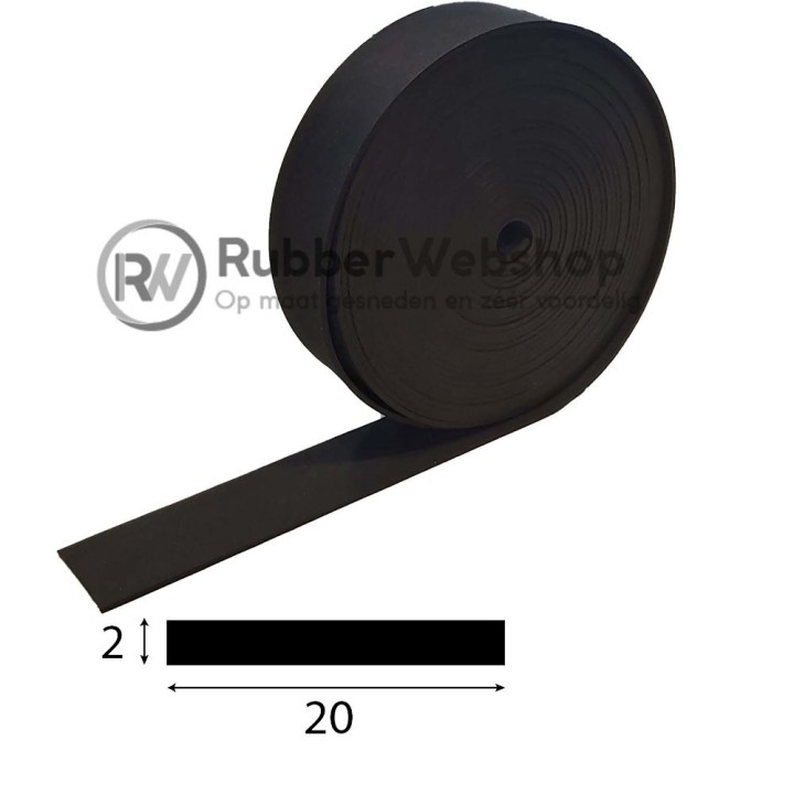 Rubberband 2x20mm EPDM volrubber Per 10 meter