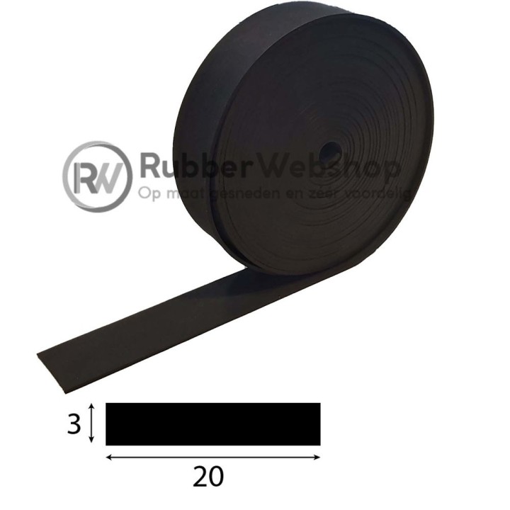 Rubberband 3x20mm EPDM volrubber | Per 10 meter