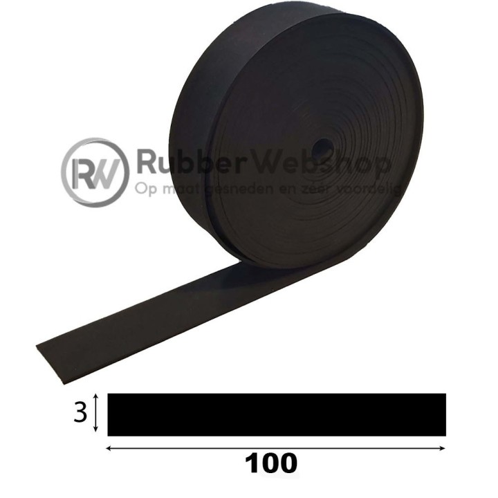 Rubberband 3x100mm EPDM volrubber Per 10 meter