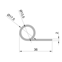 Siliconen P Kraal profiel tochtband licht grijs | 36x17,5mm