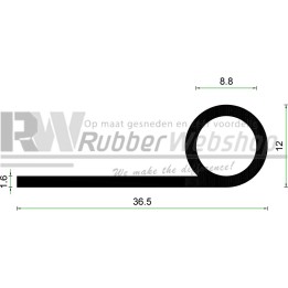 epdm rubber p profiel technische tekening