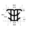 Volrubber T-profiel (dilatatieprofiel) | hoogte 18,2 mm | breedte 23,6 mm