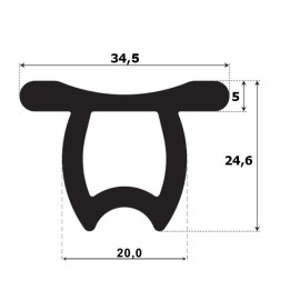 Omegaprofiel, 34,4mm breed 24,6mm hoog