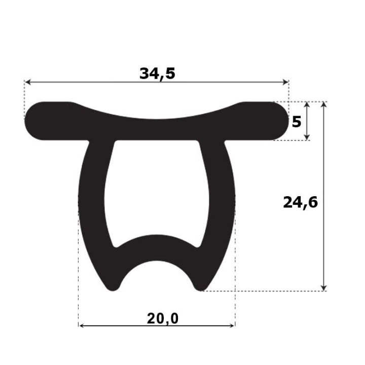 Omegaprofiel, 34,4mm breed 24,6mm hoog
