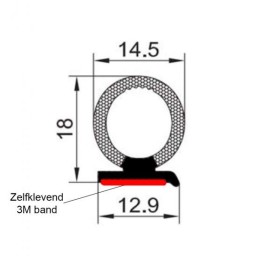 Afdichtingsprofiel 18x14,5mm – Zelfklevend met 3M tape