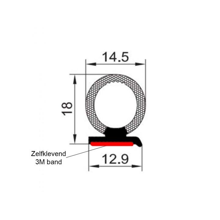 Afdichtingsprofiel 18x14,5mm – Zelfklevend met 3M tape