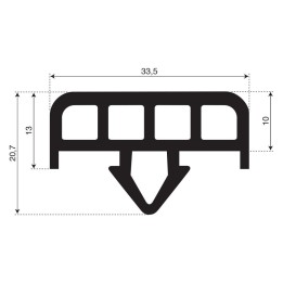 Glaswagenprofiel | breedte 33,5mm | hoogte 20,7mm
