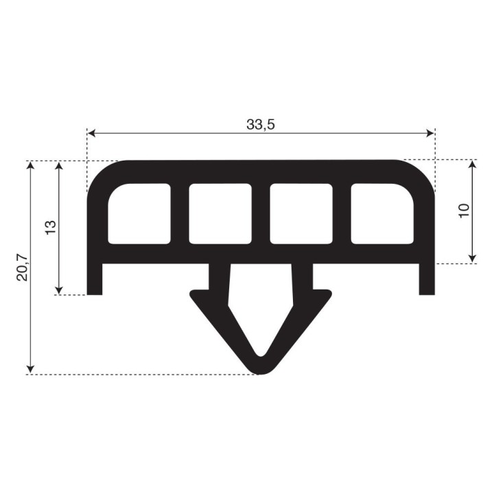 Glaswagenprofiel | breedte 33,5mm | hoogte 20,7mm