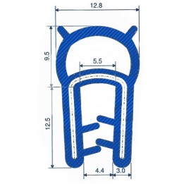 Siliconen klemprofiel blauw met kraal