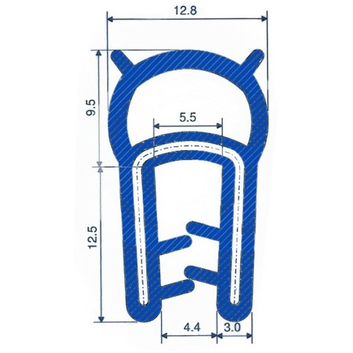 Siliconen klemprofiel blauw met kraal
