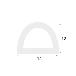 Witte Mosrubber D profiel (tochtprofiel / tochtband) 1 zijde zelfklevend | breedte 14mm | hoogte 12mm