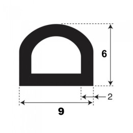 tochtband 9x6mm rubber