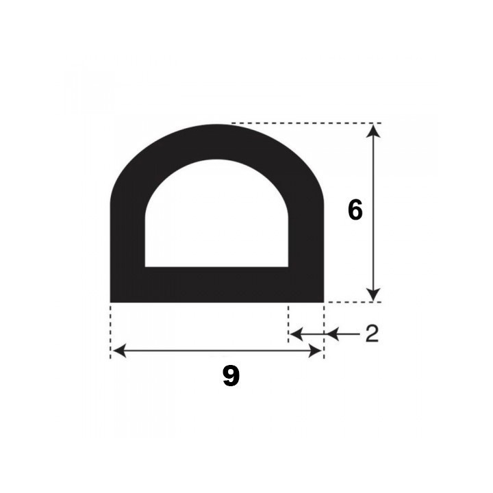 tochtband 9x6mm rubber