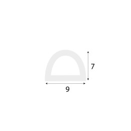 Witte Mosrubber D profiel (tochtprofiel / tochtband) 1 zijde zelfklevend | breedte 9mm | hoogte 7mm