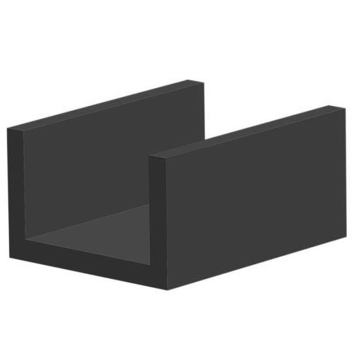 Volrubber U Profiel binnenmaat 15mm hoogte 12mm dikte 2mm